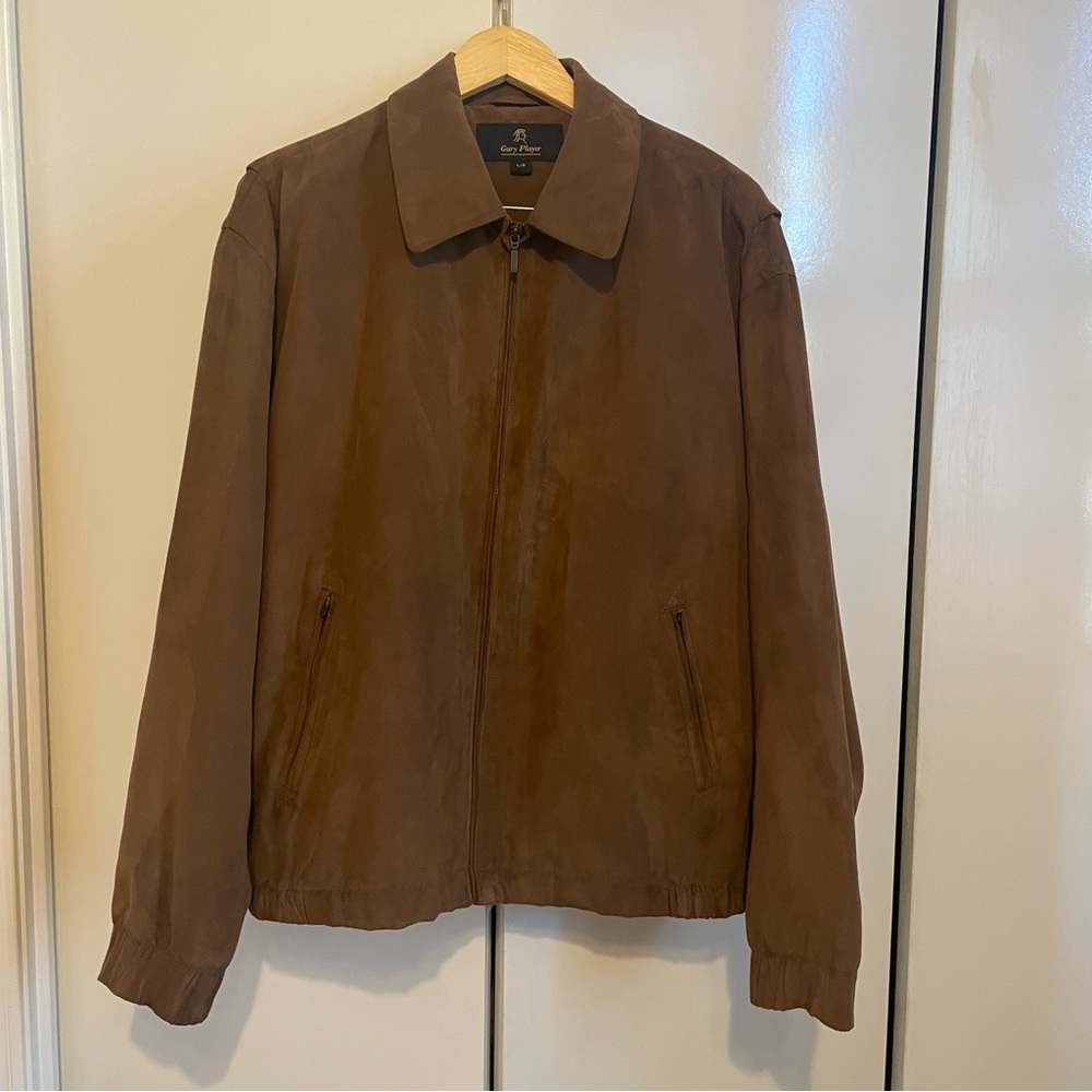 Gary Player Men's Brown Jacket LG faux suede